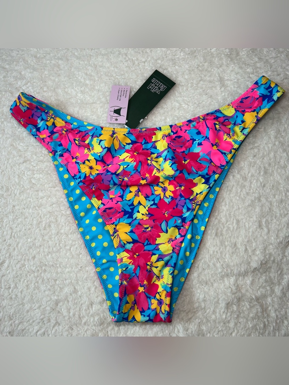 Wild Fable Reversible Mid Rise Super Cheeky Floral Bikini Bottom Large NEW